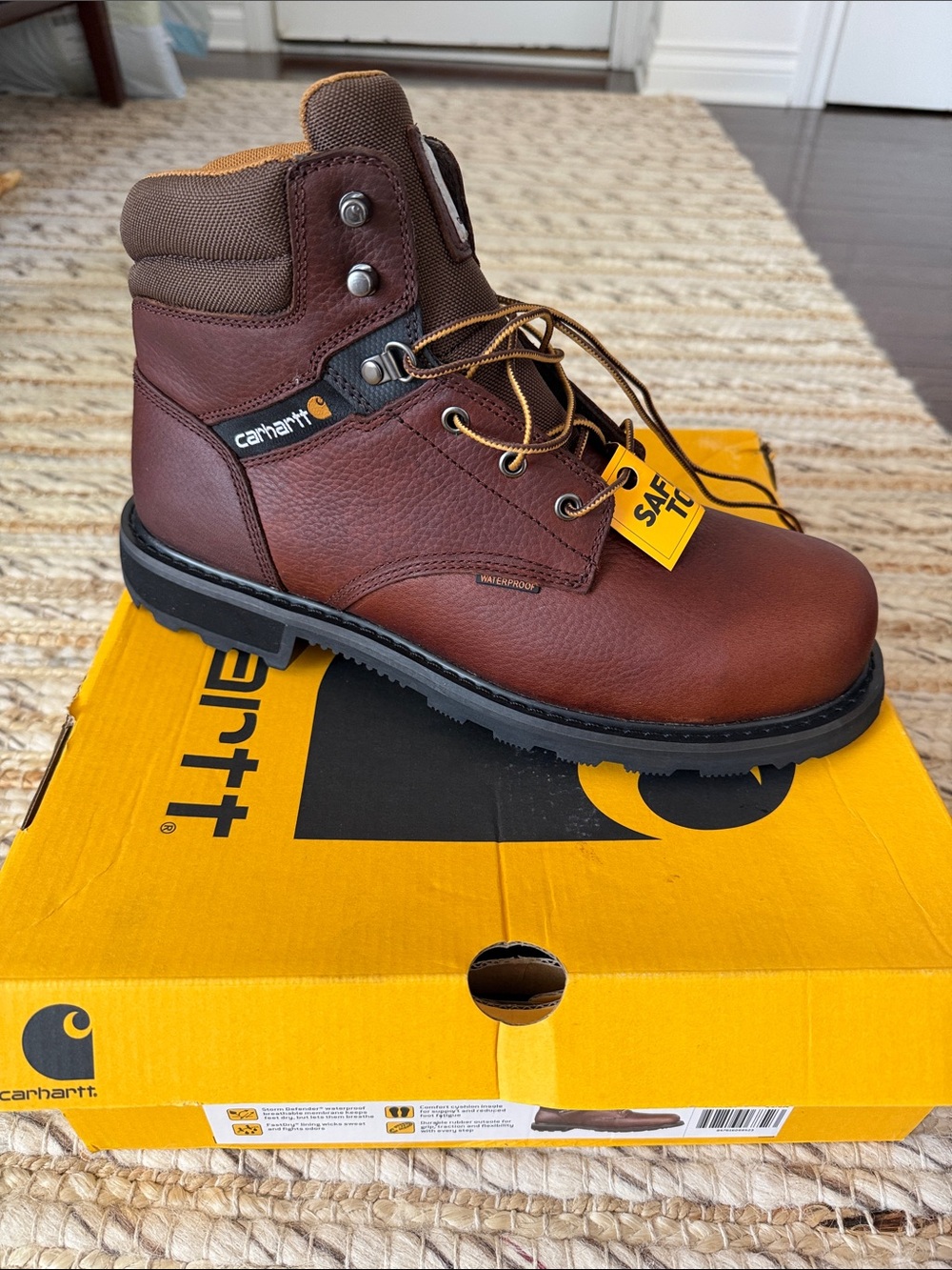 Carhartt Brown Leather Work Boot with Black Sole